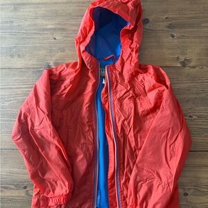 L.L. Bean Kids Orange Raincoat with Blue Interior